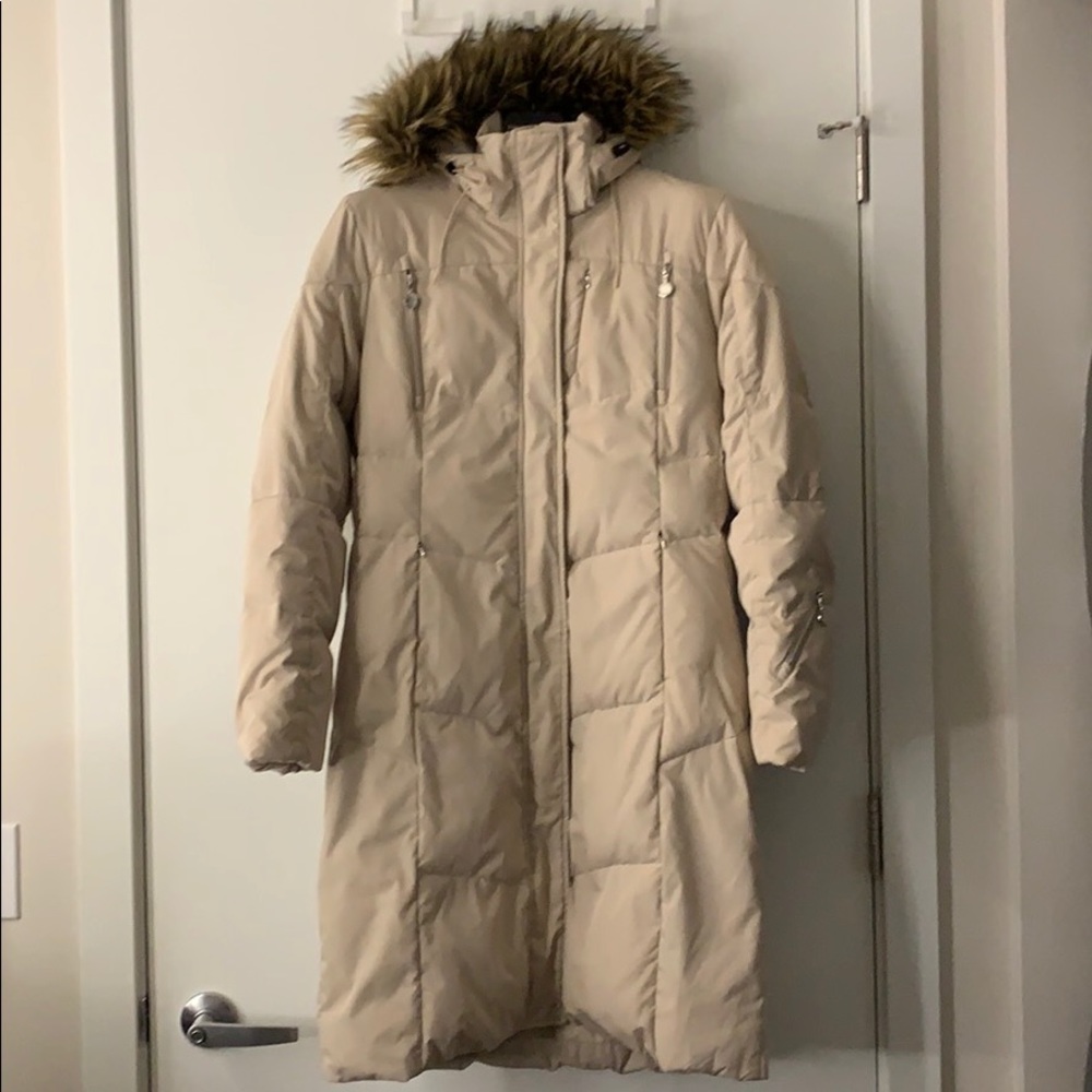 Calvin Klein Faux Fur Hood Longline Puffer Coat